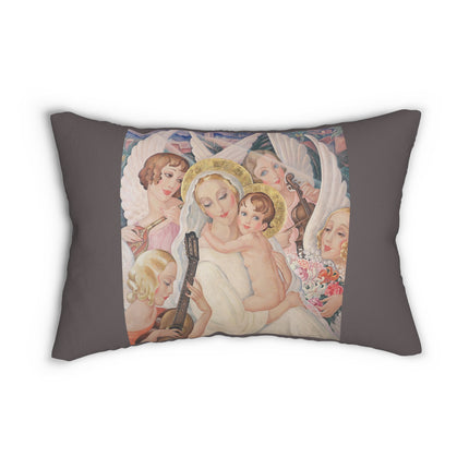 Madonna with Child Surrounded by Musical Angels by Gerda Wegener Spun Polyester Lumbar Pillow