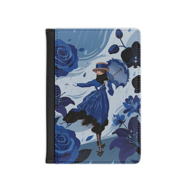 ☔💙 The Blue Rain Promenade Passport Cover – Art Deco Floral Fashion