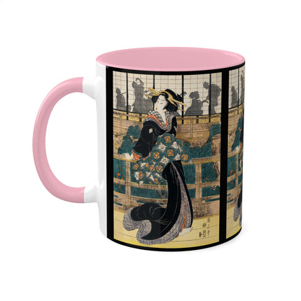 Japanese woman woodcut print by Kikukawa Eizan Colorful Mugs, 11oz