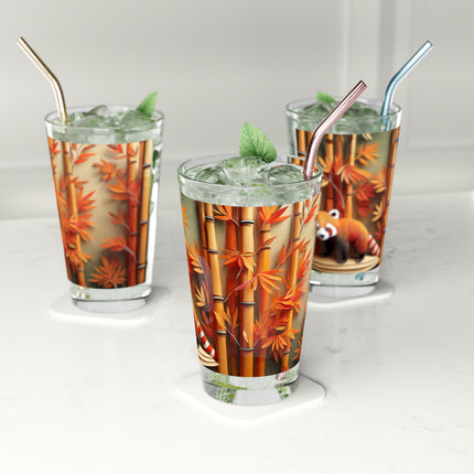 Red Panda at an Autumn Bamboo Grove Glass, 16oz