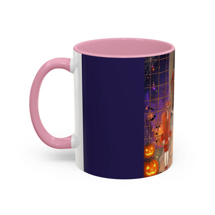 🌙🎃 The Moonlit Parlor Masquerade Colorful Mug – Elegant Halloween Romance