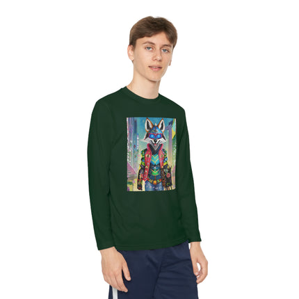 Cyber Hyena Youth Long Sleeve Competitor Tee – Neon Mischief & Futuristic Style