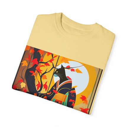 Black Cat in Kimono Unisex Garment-Dyed T-shirt