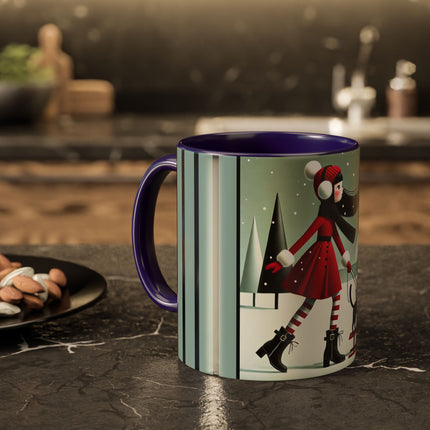 Red Sled & Curious Cats Colorful Mugs (11oz, 15oz)