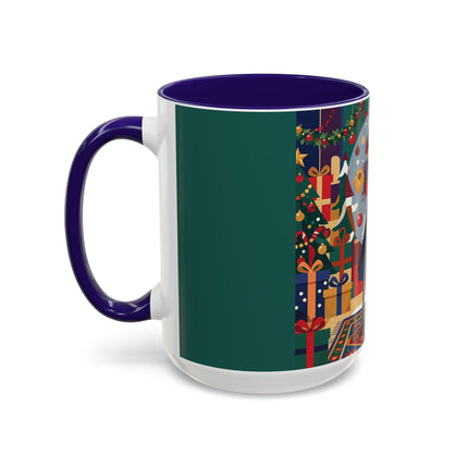 ☃️🎄 The Snowman's Christmas Companion Colorful Mug – Art Deco Holiday Fantasy