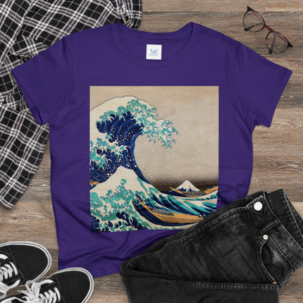 The Great Wave off Kanagawa by Katsushika Hokusai Women's Midweight Cotton Tee