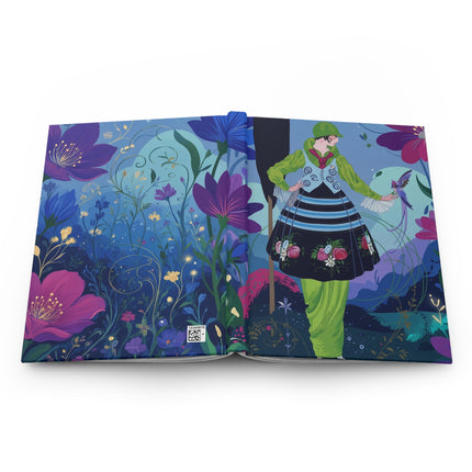 🦜🌺 The Lady Of The Enchanted Bird Garden Hardcover Journal – Art Deco Fashion Illustration