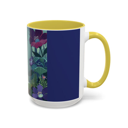 The Lady Of The Moonlit Fountain Colorful Mugs – Art Deco Botanical Serenity