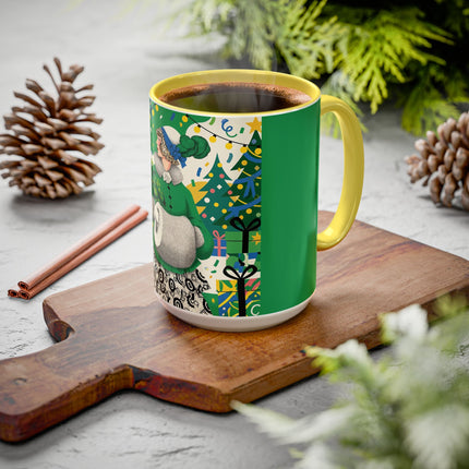 🍀🎄 The Emerald Holly Christmas Colorful Mug – Art Deco Holiday Elegance