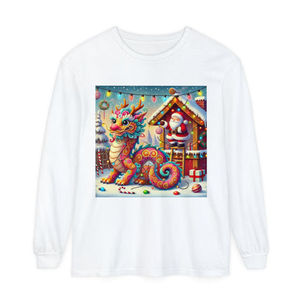 Playful Dragon's Christmas Unisex Garment-dyed Long Sleeve T-Shirt