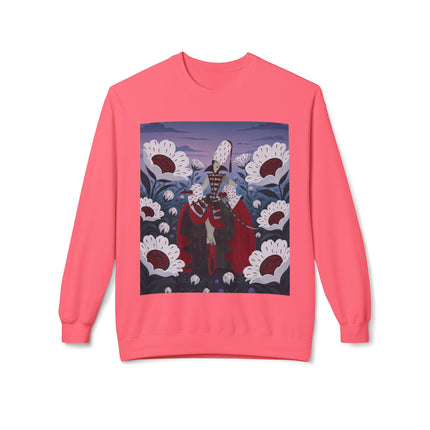 🎭🌹 The Crimson Garden Masquerade Midweight Crewneck Sweatshirt – Art Deco Floral Fantasy