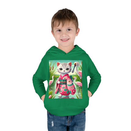Geisha Kitten Strolls Among the Spoonbills Toddler Pullover Fleece Hoodie