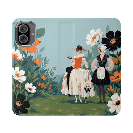 🌼🖤 The Ladies Of The Garden Promenade Flip Case – Art Deco Floral Fashion