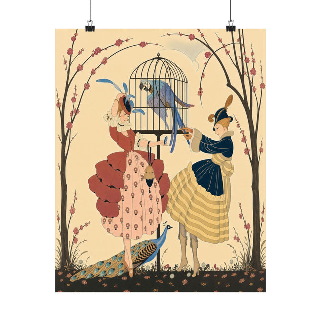 🦚🌸 The Garden Of The Exotic Birds Matte Vertical Poster – Art Deco Fashion Whimsy