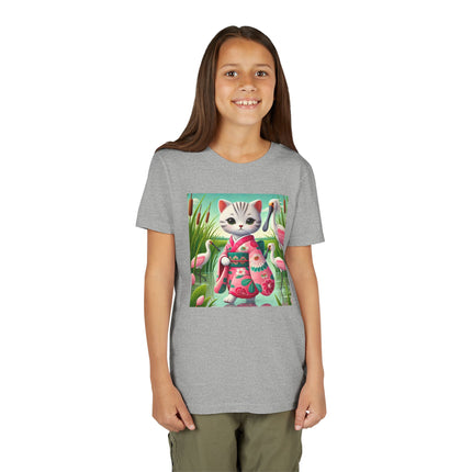 Geisha Kitten Strolls Among the Spoonbills Youth Short Sleeve Tee