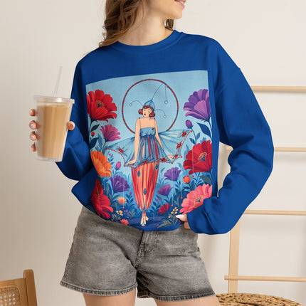 🎪🌺 The Flower Garden Harlequin Crewneck Sweatshirt – Art Deco Fashion Whimsy
