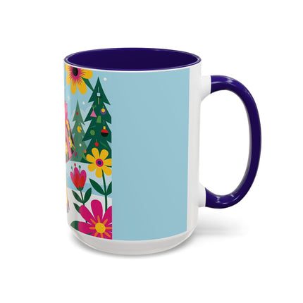 🌸🎄 Christmas In The Winter Garden Colorful Mug – Whimsical Holiday Fantasy