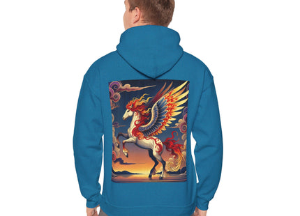 Flame-Winged Horse at Sunset – Heavy Blend™ Hooded Sweatshirt
