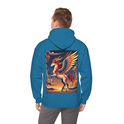 Flame-Winged Horse at Sunset – Heavy Blend™ Hooded Sweatshirt