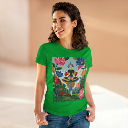 🌸🏯 The Pagoda Garden Enchantress Cotton Tee – Colorful Art Deco Fashion Fantasy