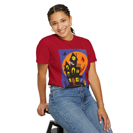 Halloween Night at the Haunted House Unisex Garment-Dyed T-shirt