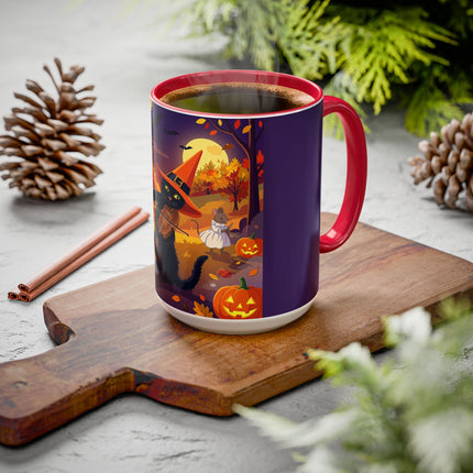 🐈‍⬛🎻 The Black Cat's Moonlit Melody Colorful Mug – Whimsical Halloween Music