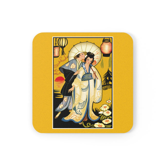 Golden Embrace Cork Back Coaster