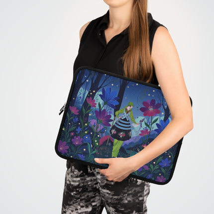 🌙🌸 The Lady Of The Firefly Garden Laptop Sleeve – Art Deco Floral Fantasy
