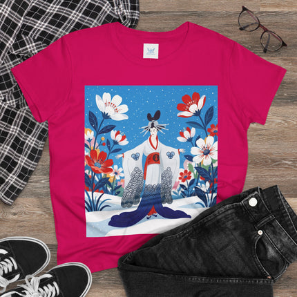🌸❄️ The Winter Blossom Kimono Cotton Tee – Japanese-Inspired Floral Elegance