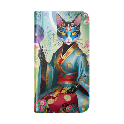 🌸✨ Cyberpunk Geisha Flip Case – Neon Elegance & Futuristic Grace