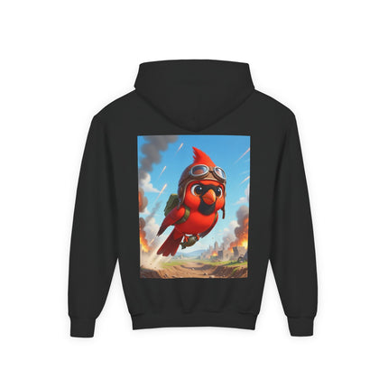 Cardinal Dive Bomber Youth Hooded Sweatshirt – Bold Flight & Fearless Adventure