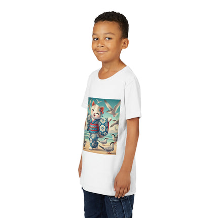 Geisha Kitten by the Seaside Youth Short Sleeve Tee