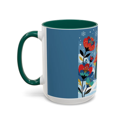 ❤️❄️ The Winter Heart Messenger Colorful Mug – Art Deco Snow Garden Fantasy