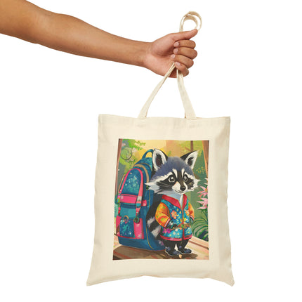 Baby Racoon Cotton Canvas Tote Bag
