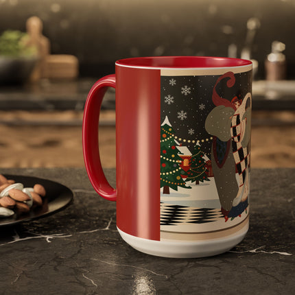 ❄️✨ The Winter Couture Promenade Colorful Mug – Art Deco Holiday Elegance