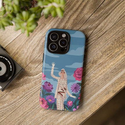 🌺👒 The Grand Flower Promenade Phone Case – Art Deco Fashion Illustration