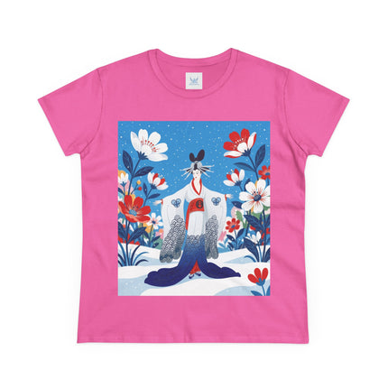 🌸❄️ The Winter Blossom Kimono Cotton Tee – Japanese-Inspired Floral Elegance