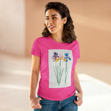 Women's Blue Iris Print Midweight Cotton Tee