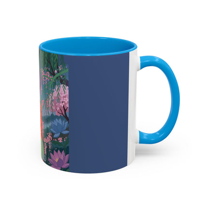The Lady Of The Cherry Blossoms Colorful Mugs – Art Deco Spring Elegance