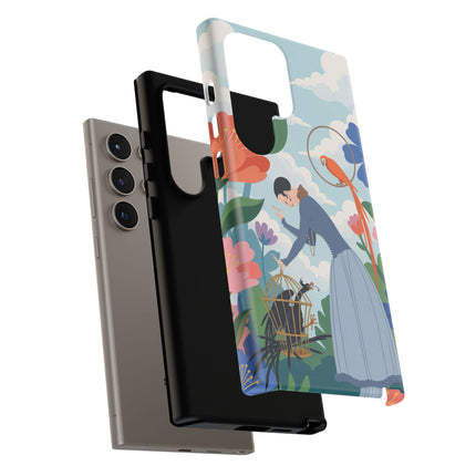 🦜🌺 The Lady Of The Garden Aviary Phone Case – Art Deco Floral Whimsy