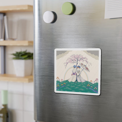 🌈☂️ Beneath The Rainbow Tree Die-Cut Magnets – Art Deco Spring Fantasy