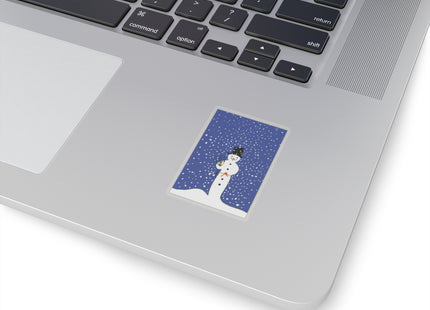 Snowman in Falling Snow Kiss-Cut Stickers (4 Sizes)