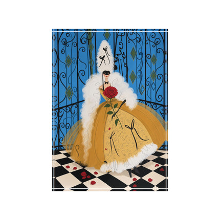 🎭🌹 The Lady Of The Masquerade Rose Acrylic Art Block – Art Deco Fashion Whimsy