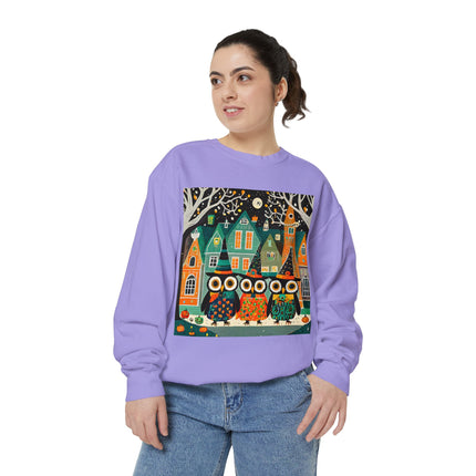 Night of the Trick-or-Treating Owlets Unisex Garment-Dyed Sweatshirt
