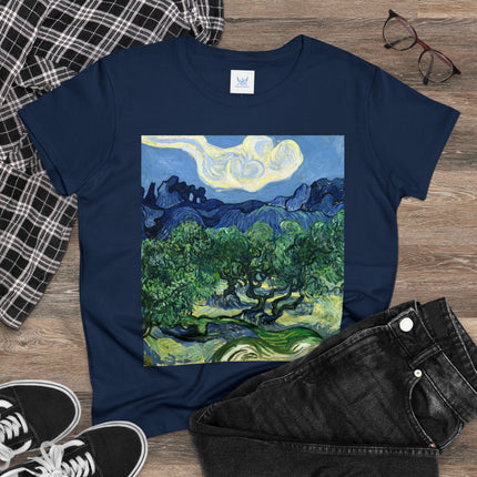 Olive Trees by Vincent Van Gogh Women's Midweight Cotton Tee