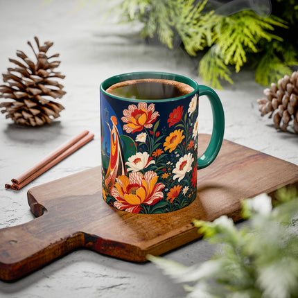🌺🐦 The Enchanted Birdcage Garden Colorful Mug – Art Deco Floral Fantasy
