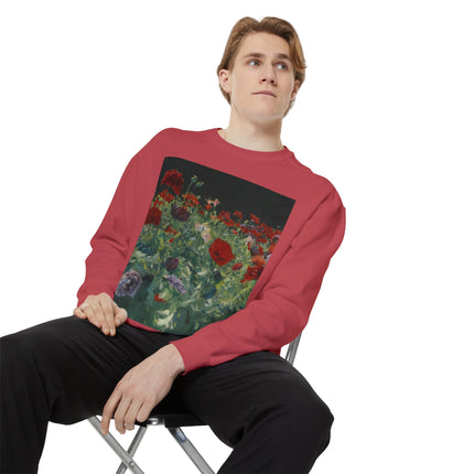 Poppies (A Study of Poppies for Carnation, Lily, Lily, Rose) by John Singer Sargent Unisex Garment-Dyed Sweatshirt