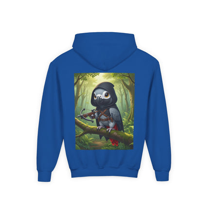The African Grey Sentinel Youth Hooded Sweatshirt – Quiet Strength & Woodland Adventure