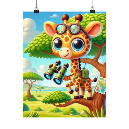 🦒🌿 Giraffe Lookout Matte Vertical Poster – Curiosity, Adventure & Joyful Discovery