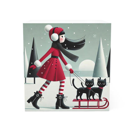 Red Sled & Curious Cats Note Cube